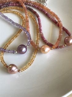 Peach Moonstone and Edison Pearl Beaded Gemstone Necklace - Etsy Elegant Pink Pearl Necklace With Gemstone Beads, Luxury Moonstone Gemstone Bead Necklaces, Peach Moonstone Bracelet, Peach Moonstone Jewelry, Edison Pearls, Peach Moonstone, Choker Necklaces, Pearl Beads, Gemstone Necklace