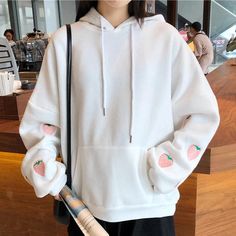 Oversized Kawaii Hoodie For Streetwear, Oversized Kawaii Hoodie Sweatshirt, Oversized Kawaii Sweatshirt For Winter, Spring Cotton Kawaii Hoodie, Oversized Kawaii Winter Sweatshirt, Oversized Cotton Harajuku Hoodie, Kawaii White Hoodie For Spring, Kawaii Cotton Sweatshirt For Winter, Oversized Kawaii Hoodie For Fall