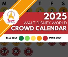 the walt world crowd calendar with numbers for each disney character and their name on it