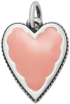 Nickel Free Heart Charms, White Gold Charms For Valentine's Day, Nickel Free Pink Sterling Silver Charms, Valentine's Day White Gold Charms, Silver Enamel Jewelry With Heart Charm, Valentine's Day Double Heart Charms, Elegant Pink Heart Charm, Silver Enamel Heart Charm Jewelry, Elegant Pink Heart Charms