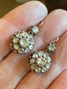 Stunning and unique 8k Gold and Diamond earrings from Turkey from the late 1800's Secure lever back closures in great working order 11 Foiled back diamonds in each = 22 total The diamonds are set into the gold and are very primitive cut (irregular and few facets) ...see photos  Estimated total diamond weight over 2.5ct.Impossible to be totally accurate without removing the stones and weighing them Totally hand crafted in rose gold with a natural patina (antiquing) Note: The earrings has been rep 1800s Jewelry, Gold And Diamond Earrings, Victorian Style Earrings, Handmade Rose, Cut Earrings, Antique Boxes, Wedding Jewelry Earrings, Antique Victorian, Victorian Era