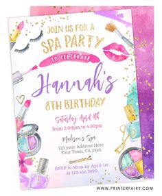 this is an image of a birthday party with cosmetics and makeup items on it's card