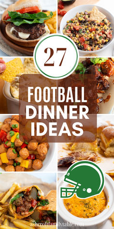 Football party dinner ideas for the big game. Dishes For Football Party, Dinner Recipes Football, Football Party Foods Healthy, Good Dinner Party Meals, World Series Food Ideas, Football Game Lunch Ideas, Dinner Ideas For Football Sunday, Football Day Meals, Dinner Recipes For Football Games