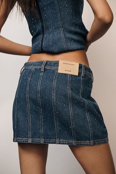 The Significant Other Juno Skirt, a denim piece made from woven diamante fabric, features a panelled micro mini silhouette. | Juno Denim Mini Skirt by Significant Other in Blue, Women's, Size: 12, Cotton at Anthropologie Pink Denim Skirt, Patchwork Denim Skirt, Micro Miniskirt, Denim Patchwork, Micro Mini, Significant Other, Denim Mini, Denim Mini Skirt, Juno