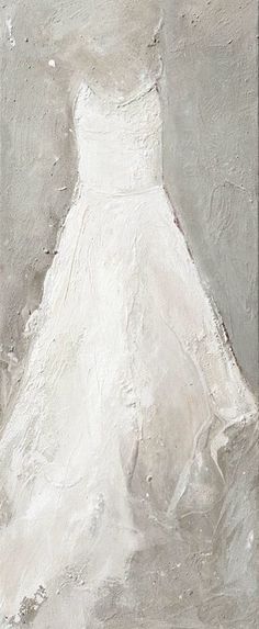 a painting of a white dress on a gray background