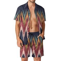 **Product Description**  *Production Process:* Sublimation *Material:* Polyester Peach Skin *Accessory Construction:* Men's beach shirt and pants combo (Euro size) **Product Performance *Show Your Style:* All-over printing lets you customize your look with bold designs - think Alaska Hawaiian shirt, anime Hawaiian shirt, or even a Bigfoot Hawaiian shirt! *Built to Last:* Resists pilling and fading for a vibrant outfit that stays looking fresh, summer after summer.   *Ultimate Summer Comfort:* So Multicolor Camp Shirt For Summer Vacation, Camp Collar Shirt For Beach Vacation, Multicolor Camp Collar Top For The Beach, Multicolor Camp Collar Top For Beach, Multicolor Camp Shirt For Summer Beach, Beach Season Camp Shirt With Camp Collar, Beachwear Hawaiian Shirt With Camp Collar, Beachwear Printed Shirt For Beach Season, Blue Beachwear Shirt For Beach