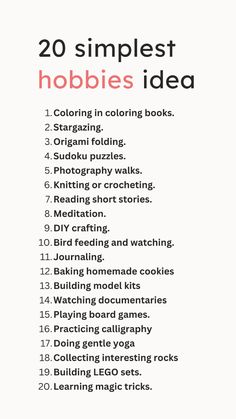 20 delightful hobbies to try! 🌟  Let's find your next favorite pastime! 🎨🌿📚 #Hobbies #SimpleJoys #Lifestyle #Inspiration #Thingstodo #Selfcare Guide To, Simple Hobbies For Women, Small Hobbies, New Hobbies To Try Aesthetic, Social Hobbies, Feminine Hobbies Aesthetic