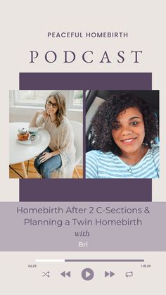 two women sitting at a table with the words, home birth after 2 - sections and planning