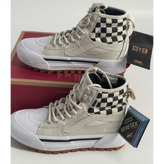 Brand New With Tags Ships Fast Next Business Day Without Box Vans Hi White, Vans Sk8 High Stacked, Vans Shoes High Tops White, High Top Vans Womens, White High Tops Vans, High Top Vans Leggings, Shoe Lace Patterns For Vans Star, Platform Converse Lyst, Shoe Lace Patterns For Vans Heart