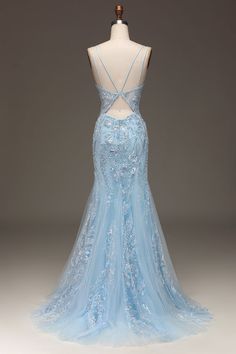 Prom Dress Inspo, Light Blue Prom Dress, Senior Prom Dresses, Mermaid Prom Dress, Corset Dress Prom, Prom Dress Inspiration, Blue Tulle, Beaded Prom Dress, Cute Prom Dresses