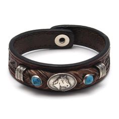 Western culture is found in this beautiful Leather Bracelet With Horse Hair and Accents. These bracelets feature a secure snap closure and are created by individual crafts people in Montana. The item ships in its own gift box. Western Culture, Horse Hair, Snap Closure, Montana, Leather Bracelet, Cowboy, Gift Box, Ships, Boutique