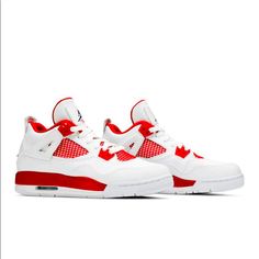 New White/Gym Red Size 7y Youth = 8.5 In Women’s Sporty White Lace-up Air Jordan 4, Sporty Jordan Shoes With Red Sole For Streetwear, Sporty Low-top Air Jordan 4, Air Jordan 4 Mid-top White Sole For Streetwear, Air Jordan 4 High-top With White Sole For Streetwear, Sporty Air Jordan 4 Low-top With White Sole, Sporty Air Jordan 4 Lace-up For Light Sports, Air Jordan 4 For Light Sports With Cushioned Footbed, Sporty Air Jordan 4 Lace-up For Casual Wear