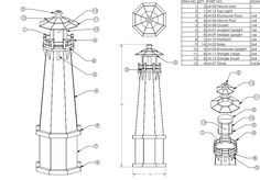 a drawing of a light house and its details