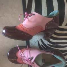 John Fluevog Leather Shoes Size 13w 11m Brand New Sold Out Size Better Fits Size 12w Kitschy Kitschy Boom Boom Eli Brogue Lace-Up Heel From Its Heart-Shaped Broguing And Tantalizing Curves And Lines, To The Heart Pattern On The Outside Upper Heel, These Passionate Lace-Ups From The Kitschy Kitschy Boom Boom Family Are Overflowing With Love And Aren't Afraid To Let Everyone Know It. Featuring A Plethora Of Pretty Details And A Thrilling Mix Of Colours And Materials Like A Mesh Lining And Partiall Funky Clothing, Ideal Aesthetic, John Fluevog Shoes, Fluevog Shoes, Fashion Archive, John Fluevog, Knee High Heels, Funky Shoes, Life Board