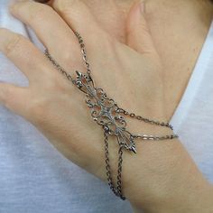 Silver Hand Bracelet, Hand Bracelet, Bracelet Ring, Chain Silver, Hand Jewelry, Bracelet Silver, Jewelry Silver, Chain Link Bracelet, Ring Bracelet