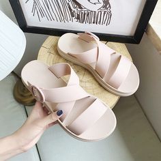 Vanessas Women Summer Pvc Slippers Slip On Thick Bottom Platform Woman Open Toe Casual Beach Slippers - Beige,7.5 Summer Vacation Non-slip Jelly Sandals, Comfortable Pink Summer Slippers, Casual Non-slip Jelly Sandals For Summer, Beige Flat Jelly Sandals For Summer, Summer Non-slip Jelly Sandals For Vacation, Comfortable Flat Jelly Sandals For Beach, Non-slip Summer Jelly Sandals For Vacation, Summer Jelly Sandals For Vacation With Non-slip Design, Pink Flat Slippers For Summer