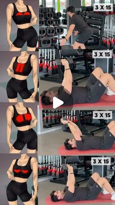 the woman is doing exercises on her stomach