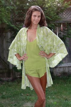 Kristen-D-Sleep-Set-1 Casual Green Cotton Patterns, Bohemian Summer Cotton Patterns, Summer Green Cotton Patterns, Bohemian Cotton Patterns, Bohemian Cotton Patterns For Summer, Fitted Green Kimono For Summer, Casual Fitted Patterns For Spring, Summer Beach Cotton Patterns, White Bohemian Summer Patterns