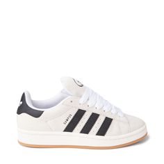 Womens adidas Campus '00s Athletic Shoe - Crystal White / Core Black Best Women Shoes, White Basic Shoes, Addis Campus 00s, 2024 Trendy Shoes, Adidas Shoes Black And White, Adidas Shoes Women Campus, White Adidas Campus, Crystal White Adidas Campus, Cute Adidas Shoes Women