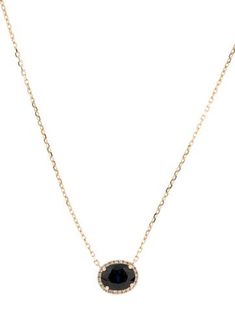 14K Yellow Gold Gold Black Diamond Necklace, Black Diamond Necklace With Diamond Accents, Luxury Black Necklace With Brilliant Cut, Fine Black Diamond Necklace, Classic Black Diamond-cut Necklace, Black Diamond Necklace, Sapphire Diamond Pendant, Diamond Pendant Necklace, Sapphire Diamond