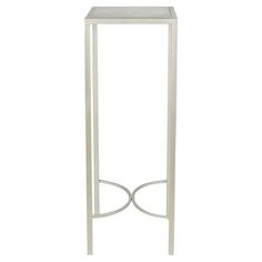 a white metal stand with a glass top on an isolated white background for use as a side table