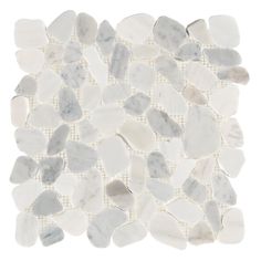 white and grey marble mosaic tiles on a white background