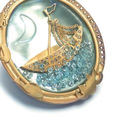 Small 20K Aquamarine Boat Pendant - Coomi Luxury Pendant Jewelry With Accent Stones, Luxury Collectible Jewelry With Large Pendant, Fishing Boat Pendant, Boat Jewelry, Tropical Tapestry, Bling Ideas, Vintage Pendant Necklace, Ancient Roman Glass, Sterling Silver Rings Bands