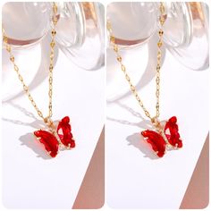 🦋Butterfly Symbolizes Freedom and Beauty. Butterfly crystal necklace makes you more charming and beautiful! Spread your wings and fly wherever you go with this beautifully designed butterfly necklace pendant! 💕【SIZE】-- Gold butterfly pendant necklace for women, whose length is available in 17 inches with 2 inches extender chains and gold chain necklaces for women are adjustable length for any look 💕【Material】-- These gold pendant necklaces for women are made of hypoallergenic material and 18k Crystal Jewelry With Butterfly Charm, Crystal Butterfly Charm Jewelry, Crystal Butterfly Charm Necklace, Red Butterfly Jewelry For Gift, Red Butterfly-shaped Jewelry Gift, Red Butterfly Necklace For Gift, Butterfly Shaped Crystal Jewelry For Gifts, Butterfly-shaped Crystal Jewelry For Gifts, Butterfly-shaped Crystal Jewelry Gift