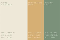 three different shades of green, yellow and brown with the words white chocolate in them