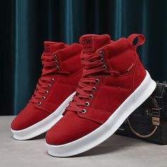 Category:Boots,Sneakers; Upper Materials:PU; Season:Spring,Fall; Gender:Men's; Size Suggestion:standard size, select your usual size; Toe Shape:Round Toe; Style:Sporty,Casual; Boot Shaft:Booties / Ankle Boots; Outsole Materials:TPR (Thermoplastic Rubber),TPU (Thermoplastic Polyurethane); Occasion:Outdoor,Xmas,Christmas; Closure Type:Lace-up; Function:Comfortable,Breathable,Slip Resistant; Pattern:Solid Colored; Listing Date:07/18/2023; 2024 Trends:High Top Sneakers; Foot Length:; Size chart date source:Provided by Supplier.; US Size:; UK Size:14.5; EU Size:50 Mens Boots Online, High Top Basketball Shoes, Booties Ankle Boots, Sporty Casual, Green Spring, Boots High, Breathable Sneakers, Red Dark, Green Shoes