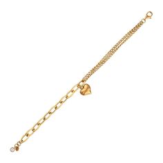 "14k Gold Bracelet | Double Curb Chain and Paperclip Thick Link w/ Lobster Claw Lock Bracelet with Puffed Heart Pendant | Gift for Her * Material: 14k Yellow Gold, 14k Rose Gold, 14k White Gold, * Weight: 6,20gram (1 Charm, 7,5\" +/-%10 due to size) Contact me if you are unsure about length. Extension links are standard for minor adjustments. ∙ P R O D U C T I O N ∙ * All of my products are handmade and crafted with care and love:) * All of my products are SOLID GOLD, no gold fill, no gold coati Elegant Double Heart Charm Bracelet For Anniversary, Gold Metal Heart Bracelet For Wedding, Gold Heart Bracelet For Formal Occasions, Elegant Wedding Charm Bracelet With Heart Charm, Elegant Wedding Chain Bracelet With Heart Charm, Elegant Wedding Heart Bracelet With Charms, Classic Gold Charm Bracelet With Heart, Heart Charm Chain Bracelet For Wedding And Valentine's Day, Elegant Gold Heart Bracelet For Wedding