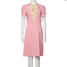 Gucci Brand New Dress Gucci Knee-length Cocktail Dress, Chic Gucci Midi Dress For Workwear, Gucci Short Sleeve Spring Dresses, Gucci Pink Dress For Spring, Elegant Gucci Midi Dress For Work, Spring Pink Gucci Dress, Gucci Midi Evening Dress, Gucci Pink Spring Dress, Gucci Evening Midi Dress