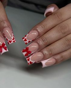 Aesthetic Nail Designs, Nails With Bows, Bow Nail Designs, Bow Nails, Vday Nails, Bow Nail, Hard Nails, Cute Coquette, Nail Designs Valentines