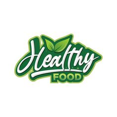 the logo for healthy food, with leaves on top and below it's name