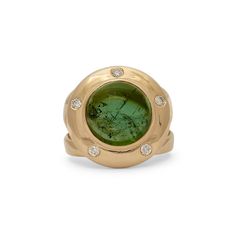 Metal: 14k Yellow Gold, Size: 6 Luxury Tourmaline Cabochon Jewelry, Green Tourmaline, Diamond Sizes, Statement Ring, Tourmaline, Statement Rings, Jewelry Rings, Fine Jewelry, Diamonds