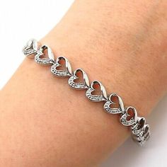 (eBay) 4 Ct Round Cut Simulated Diamond Heart Tennis Bracelet 925 Sterling Silver Gift Heart Tennis Bracelet, Custom Birthstone Ring, Diamond Bracelet Design, Fancy Diamonds, Heart Wedding, Gold Plated Bracelets, Silver Gifts, Metal Bracelets, Wedding Bracelet