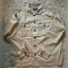 Polo Ralph Lauren - Button Front Shirt - Size M Nwot Casual Shirt With Lapel Collar And Buttons, Casual Beige Tops With Snap Buttons, Casual Shirt With Lapel Collar And Button Closure, Beige Shirt With Buttoned Pockets, Casual Shirt With Button Closure And Lapel Collar, Beige Collared Shirt With Buttoned Pockets, Casual Tops With Button Closure And Lapel Collar, Khaki Collared Shirt With Buttoned Pockets, Casual Tops With Snap Buttons And Lapel Collar