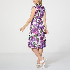 Nina Leonard Printed Smock Neck Midi Dress   Get the perfect figure-flattering shape every time when wearing this cute and classy smocked-neck midi dress from Nina Leonard. Casual Workwear Dress With Smocked Bodice, Spring Midi Dress With Smocked Back For Work, Spring Workwear Midi Dress With Smocked Back, Feminine Smock Dress With Short Sleeves, Knee-length Smocked Midi Dress, Knee-length Smock Midi Dress, Chic Smocked Midi Dress For Garden Party, Chic Smock Midi Dress For Garden Party, Casual Fit And Flare Midi Dress For Daywear