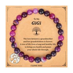 PRICES MAY VARY. Tree of Life Gifts: Looking for meaningful gifts for Gigi? Why not take a look! This tree of life bracelet is perfect for expressing your love for Gigi and wishing all the best things to happen to her. Take it home and let your Gigi know that you will always love her and be there for her, no matter where she is. Gigi Gifts: Comes with a beautiful bracelet, meaningful card and gift box. Ready to give as a gift! A sentimental gift for Gigi, grandmother on birthdays, Xmas and Chris Inspirational Pink Jewelry For Gift, Inspirational Pink Jewelry For Gifts, Spiritual Beaded Bracelets For Mother's Day Gift, Inspirational Pink Bracelets For Valentine's Day, Personalized Meaningful Beaded Bracelets As Gift, Pink Inspirational Jewelry For Valentine's Day, Inspirational Pink Beaded Bracelets For Gift, Inspirational Pink Beaded Bracelets As Gift, Multicolor Bracelets For Birthday And Mother's Day