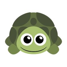 a green turtle with big eyes and a smile on it's face is shown