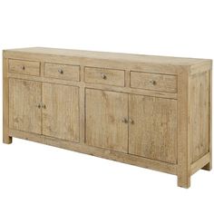 a wooden sideboard with four drawers and two doors