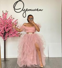 Flare Dress Outfit Classy, Tulle Sleeve Top, Blue Prom Gown, Ruffle Tulle Dress, Pink Skirt Set, Handmade Outfits, Hot Pink Skirt, African Prom Dresses, 2 Piece Skirt