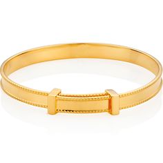 When life begins, love never ends. The ornate Heritage Bangle dipped in 18ct gold vermeil is a sentimental token of adoration for a new addition to your family. With a striking milgrain detailed edge, it would make a unique Baptism gift, naming day present, newborn baby jewelry or 1st birthday gift. An expandable baby bangle that will grow with her until around the age of three, once she has physically outgrown it, the baby bangle will be forever held dear in her heart as a symbol of her youth. Classic Bracelets With Decorative Band As Gift, Classic Jewelry With Adjustable Decorative Band, Classic Adjustable Jewelry With Decorative Band, Classic Adjustable Jewelry For First Communion, Classic Gold Jewelry For Baptism, Elegant Adjustable Bracelet For Baptism, Elegant Adjustable Bracelets For Baptism, Classic Yellow Gold Jewelry For First Communion, Luxury Milgrain Jewelry For Gifts