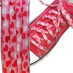 pink heart shoe strings Valentine's day gift Cute Shoe Laces, Low Top Converse, Fantastic Shoes, Red Canvas, Tie Shoelaces, Pink Hearts, Shoe Lace, Lace Making, Lace Fashion