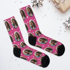 Custom Girlfriend Photo Pink Love Socks - tap/click to personalize and buy #Socks #girlfriend, #photo, #collage, #for #boyfriend, Girlfriend Photo, Placeholder Image, Magenta Background, Peugeot 103, Statement Socks, Photo Rose, Printed Socks, Rose Love, White Confetti