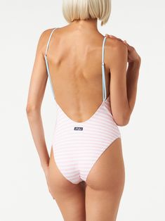 One piece swimsuitPink and white striped print Lost in St. Barth embroideryStretch fabric regular fitComposizione: 90% Polyamide 10% Elastan Striped One Piece, Saint Barth, Pink Swimsuit, St Barth, Saint Laurent Shoes, Yoga Wear, Luxury Accessories, The Chic, Green And White