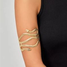 Gold Tone Snake Bracelet For Upper Arm. Brand New. Similar To Zara. (Halloween, Costume, Cleopatra) Unique Adjustable Body Jewelry For Party, Unique Halloween Party Jewelry, Adjustable Gold Jewelry For Halloween, Gold Metal Jewelry For Costume Party, Bohemian Jewelry For Halloween Party, Bohemian Gold Jewelry For Halloween, Bohemian Halloween Party Jewelry, Gold Halloween Party Jewelry, Trendy Snake-shaped Jewelry For Parties