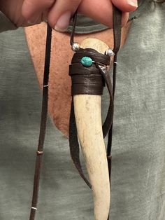 Soft Greek leather necklace with an antler pendant with turquoise bead. One of a kind, design by Pata. This necklace can be worn in different lengths. Deer Horn Jewelry, Antler Crafts, Antler Pendant, Deer Horn, Horn Jewelry, Dark Fairy, Deer Antler, Deer Antlers, Fairy Grunge