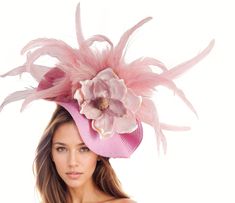 Hot Pink & Dusty Pink Feather Flower Ladies Ascot Fascinator Hat Headband Womens Kentucky Derby Hats Headpiece Ladies Day Headwear Wedding Hats By Cressida Wedding Guest Fascinator & Kentucky Derby Oaks Hats Dusty Pink & Hot Pink Jeanine Flower Feather Fascinator  Gorgeous array of dusty pink feathers surround a large magnolia flower set on a round soft hot pink base.  Base measures 14 inches wide This dusky blush pink headpiece is mounted with a matching headband. If you prefer a headband to ma Elegant Spring Ceremony Hair Accessories, Elegant Hair Accessories For Spring Ceremonies, Spring Ceremony Headpiece Headband, Spring Ceremony Headpieces With Headband Shape, Formal Mini Hats With Handmade Flowers, Formal Costume Hats And Headpieces With Handmade Flowers, Floral Mini Hats For Spring Evenings, Flower-shaped Mini Hats For Spring Evenings, Flower Decoration Fascinator For Party