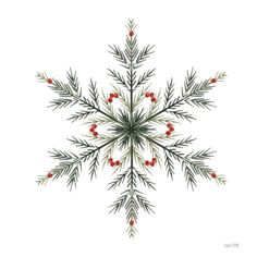 a snowflake with red berries on it